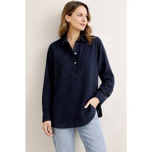 GAP NAVY COTTON EYELET OVERSIZED TUNIC SIZE SMALL